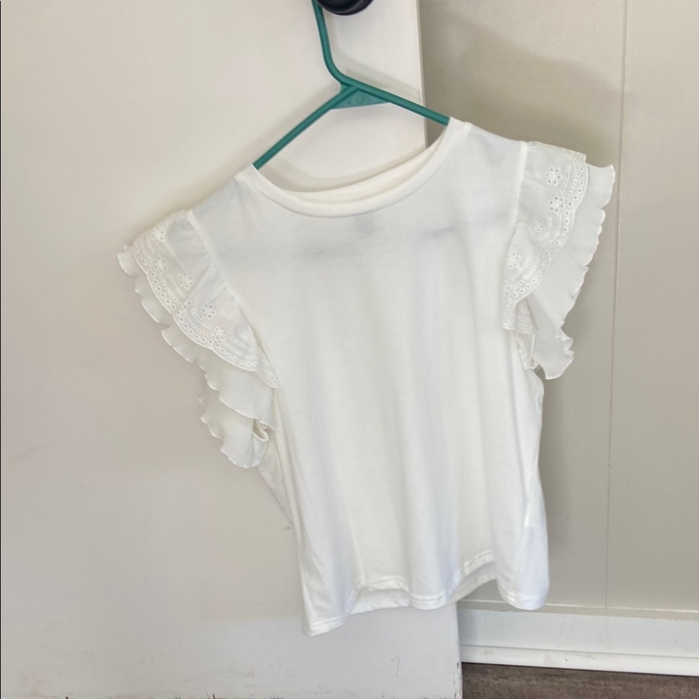 Elegant White Ruffle Sleeve Top